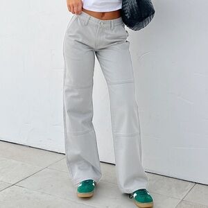 White Fox Hailey Low Rise Wide Leg Jeans Light Grey